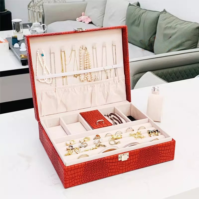 Luxury Watch E Jewellery - Draagbare lederen luxe sieradendoos voor dames,