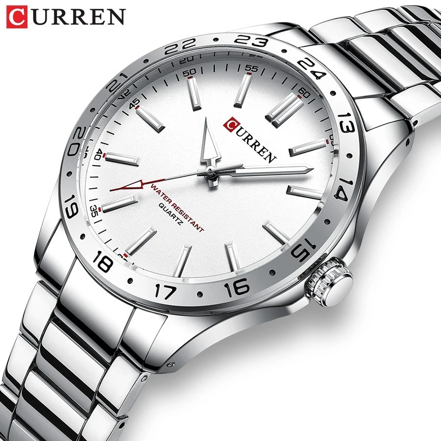 Luxury Watch White - CURREN 8452 Zilverwit cadeau quartz zakenman