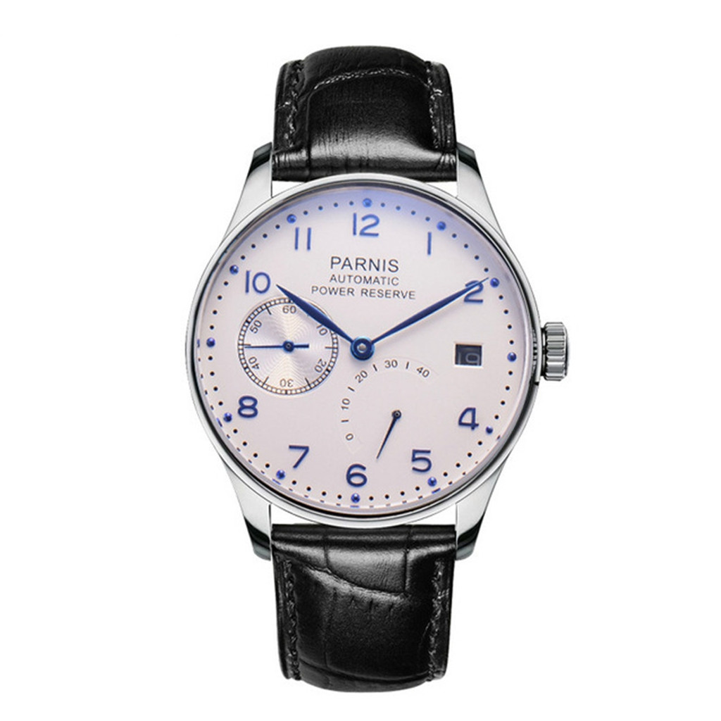 Luxury Watch White - Nieuwe Mode Parnis 43Mm Witte Wijzerplaat