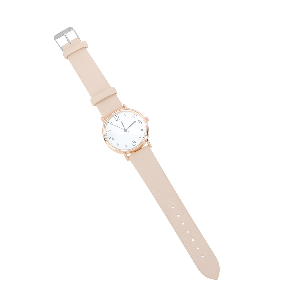 Luxury Watch White - Dames quartzhorloge, beige PU-band, casual, comfortabel