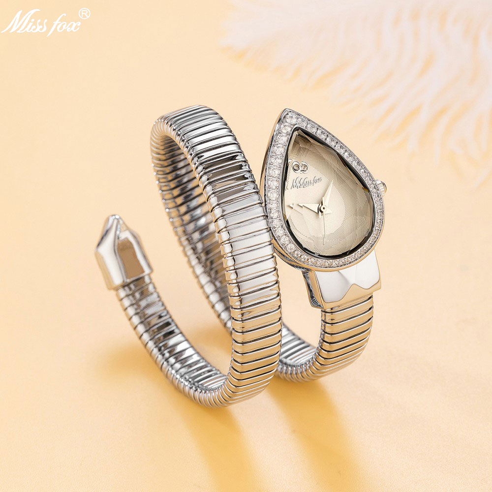 Luxury Watch White - MISSFOX Slangvorm diamanten horloge voor dames