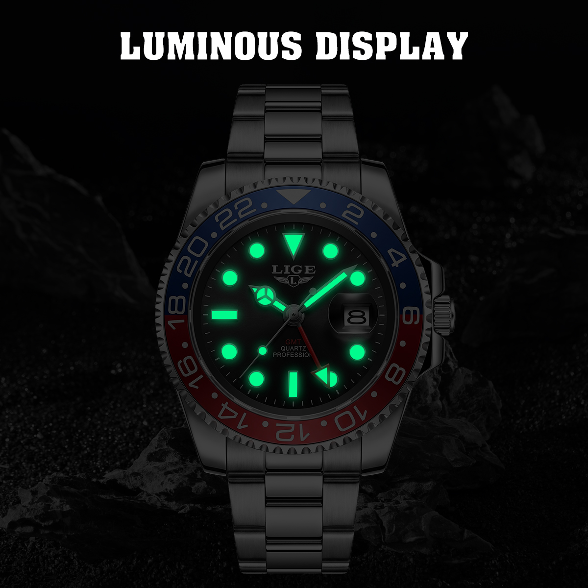 LIGE Topmerk Heren GMT Quartz  - Luxury Watch La recensie en prijs